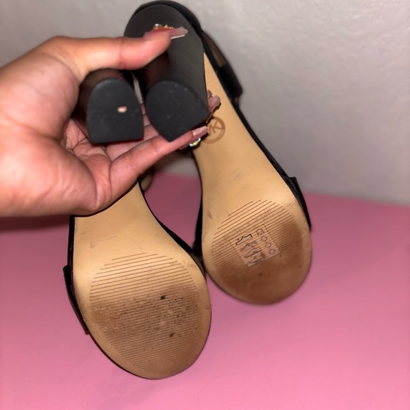 Michael Kors Berkley T Strap Platform Leather Heels with Gold Accents - Picture 9 of 10